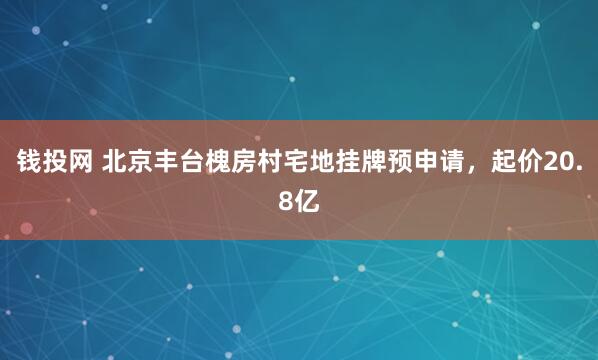 钱投网 北京丰台槐房村宅地挂牌预申请，起价20.8亿