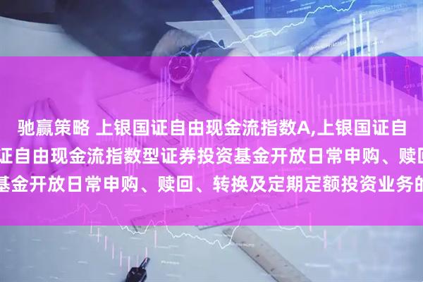 驰赢策略 上银国证自由现金流指数A,上银国证自由现金流指数C: 上银国证自由现金流指数型证券投资基金开放日常申购、赎回、转换及定期定额投资业务的公告
