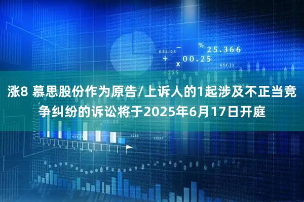 涨8 慕思股份作为原告/上诉人的1起涉及不正当竞争纠纷的诉讼将于2025年6月17日开庭