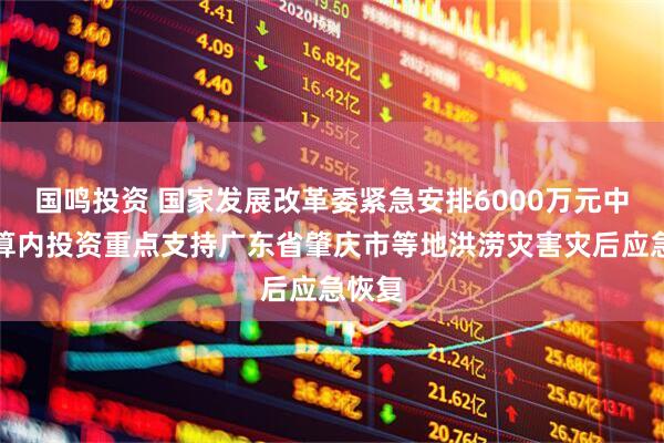 国鸣投资 国家发展改革委紧急安排6000万元中央预算内投资重点支持广东省肇庆市等地洪涝灾害灾后应急恢复