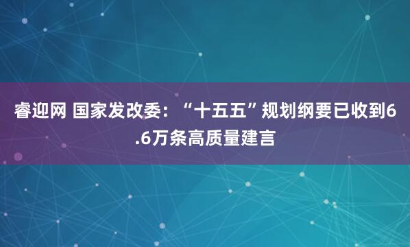 睿迎网 国家发改委：“十五五”规划纲要已收到6.6万条高质量建言