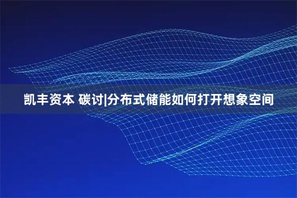 凯丰资本 碳讨|分布式储能如何打开想象空间